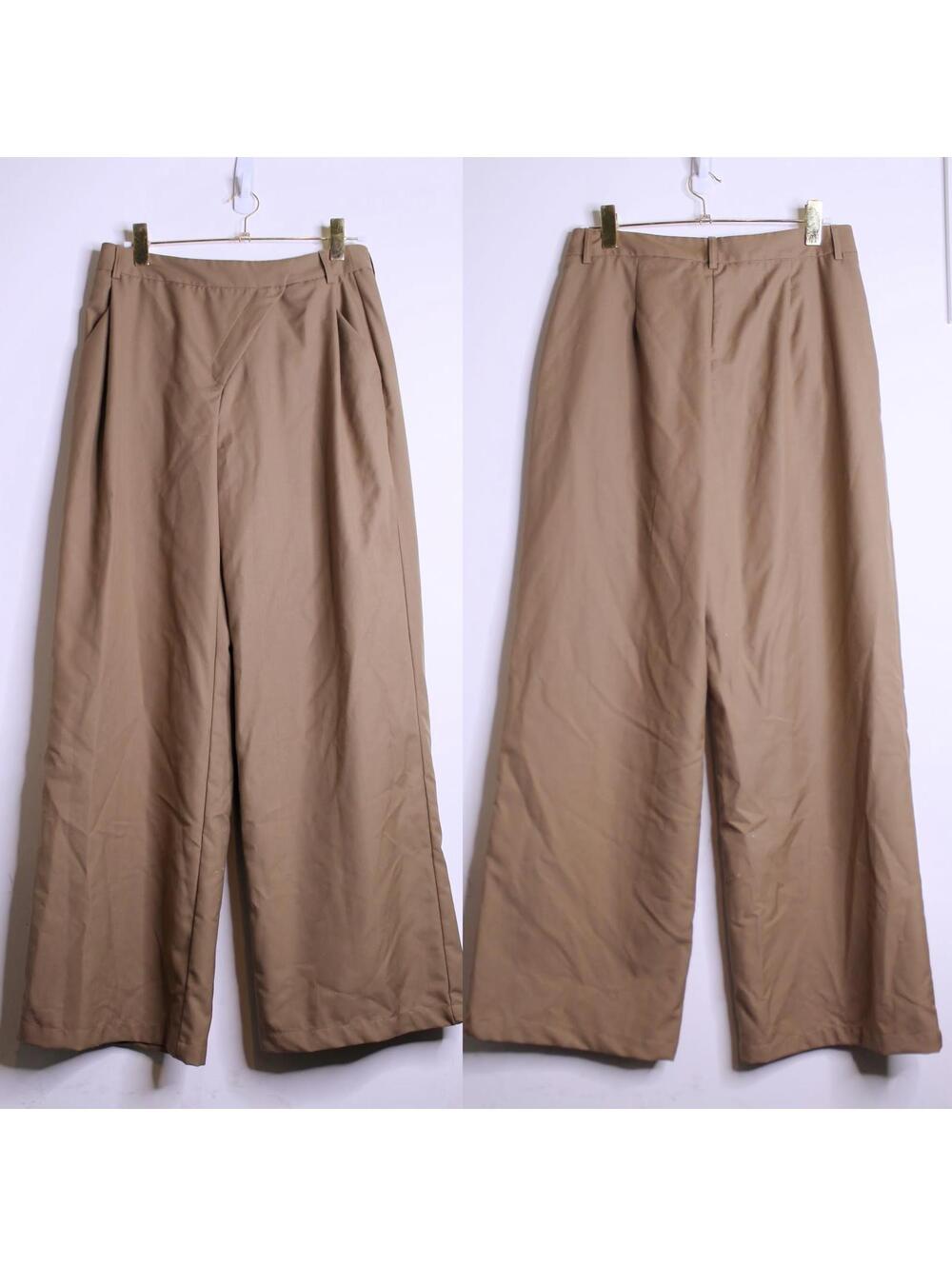 NWT Tan Asymmetrical Waist Wide Leg Trousers - Large